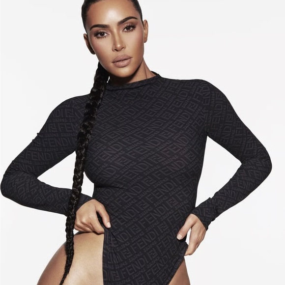 Fendi Monogram Black Long Sleeve Bodysuit - Picture 1 of 4